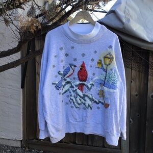 Vintage Nutcracker Plus Cardinal Winter Scene Grandma Sweatshirt Womens 2X USA